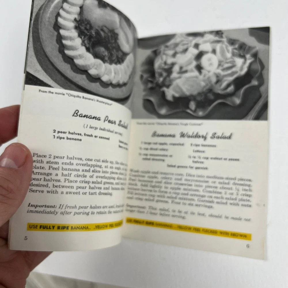 Chiquita Banana Recipe Booklet 1950 Yellow Vintage Advertising Mid Century Food